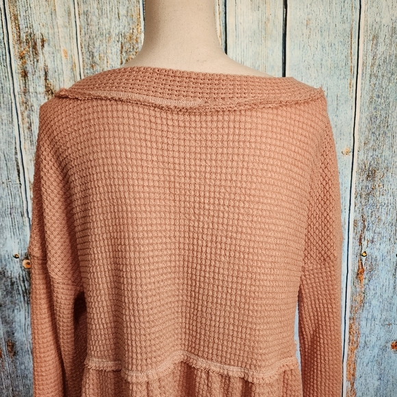 Women's Light Pink Waffle Tiered Tunic - Picture 9 of 11